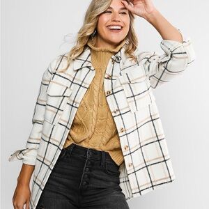 BKE Brushed Plaid Shacket